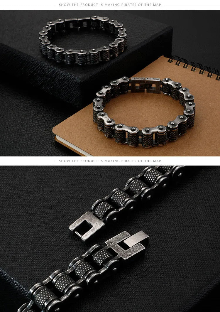 VIKING Antique Motorcycle Biker Chain Bracelet – Stainless Steel