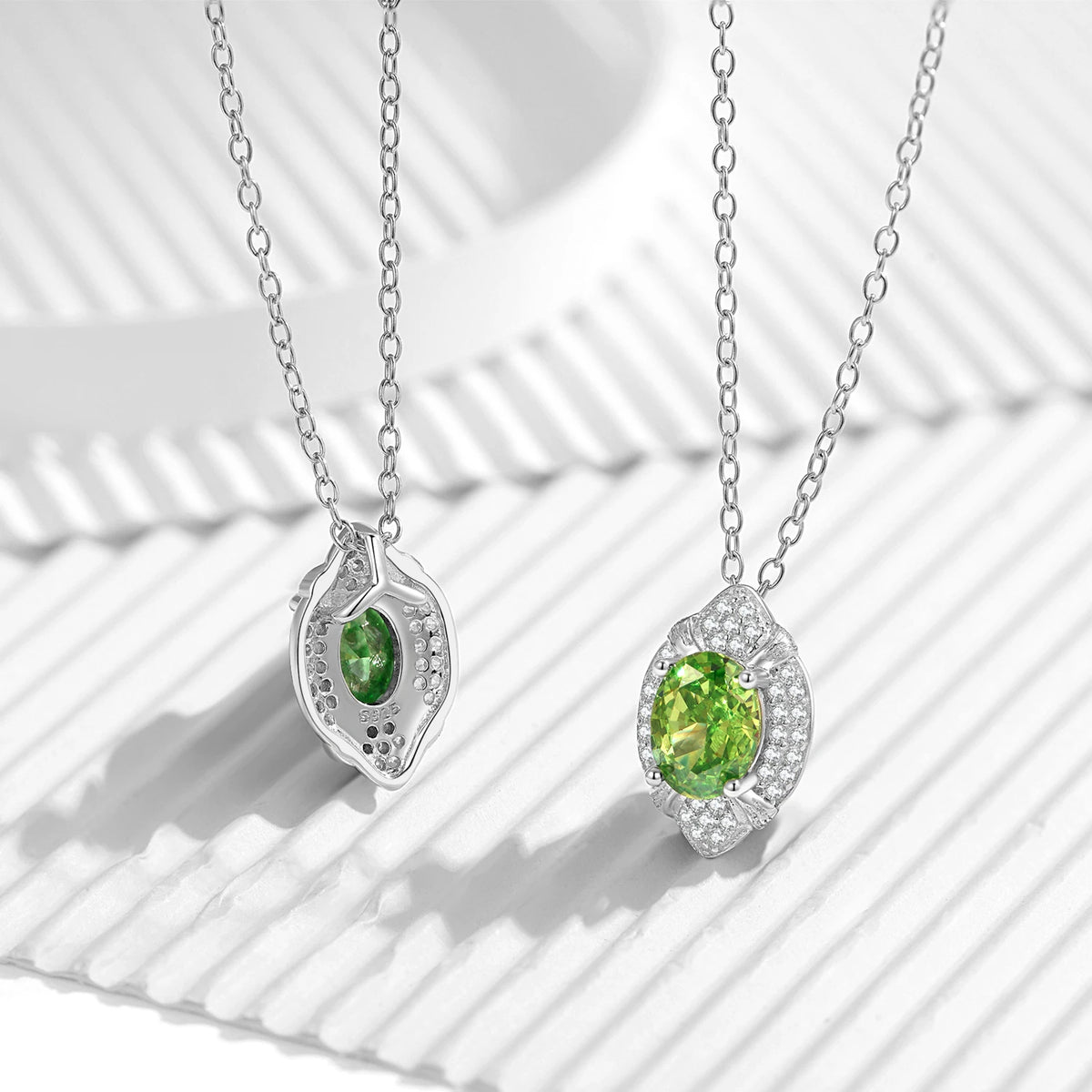 S&S 925 Silver Geometric Pendant Necklace | Diamond & Crystal Collection