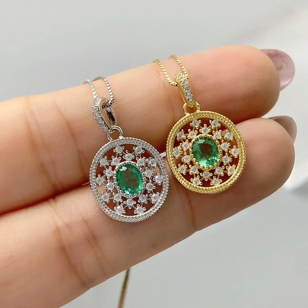 Gioiellieri Natural Green Emerald Jewelry for Women with 925 Sterling Silver Pendant May Birthstone Fine Jewelry Wedding Anniversary Choice