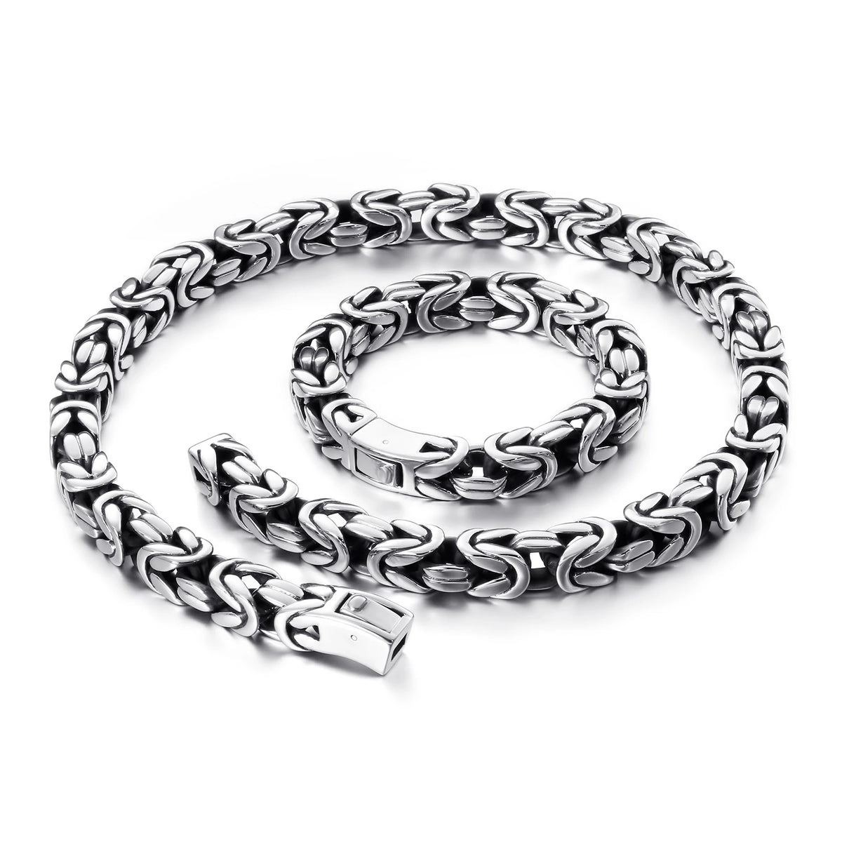 REBEL Hip-hop Charm Bracelet and Necklace Stainless Sets Men