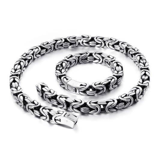 REBEL Hip-hop Charm Bracelet and Necklace Stainless Sets Men