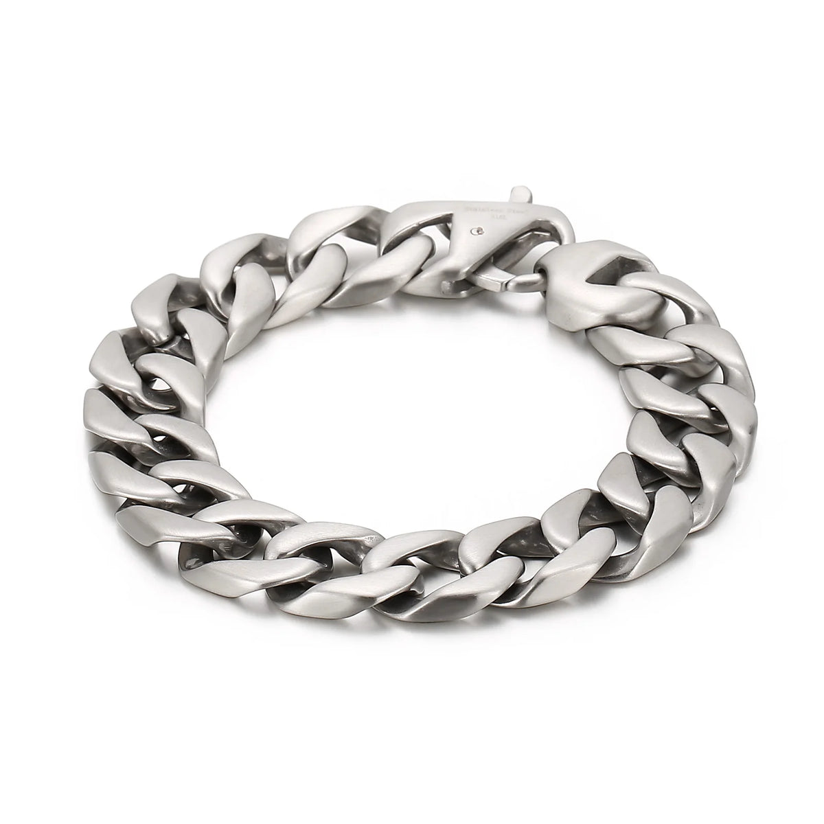 REBEL VIKING Cuff Chain Bracelet – 316L Stainless Steel Unisex Silver Bangle