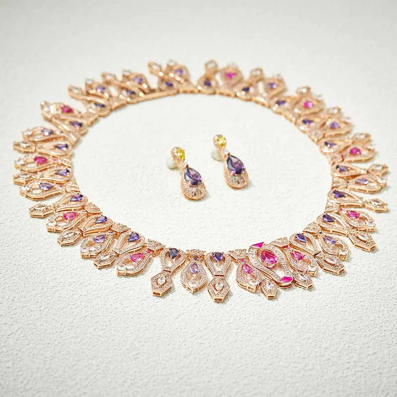 2025 New Necklace Earrings Elegant and Fashionable Brass Gold-plated Enamel Craftsmanship Women's Wedding Accessories