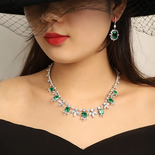 Gemfiori Handmade Vintage High-End K Solid Gold Dangle Drop Earrings Emerald Cut Emerald Statement Studs for Women for Anniversaries