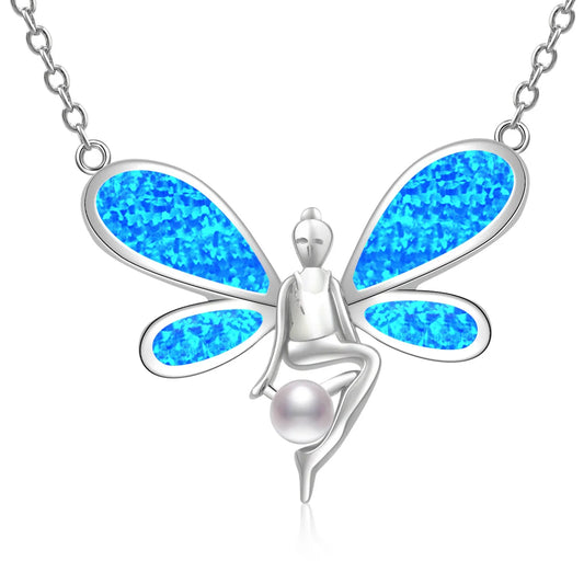 TikTok & Instagram Fashionable Sporty Brass Alloy Elf-shaped Opal Pendant Necklace (Party Style)