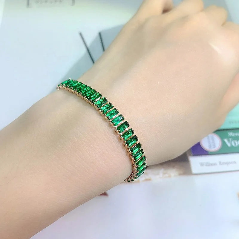 ArtistA RST New Arrival Women Accessories 3 Pcs AAA Green Zircon Earring Necklace Bracelet Jewelry Set S443