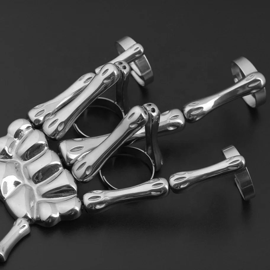 Metal Skull Bracelets Jewelry Gothic Style Stainless Steel Adjustable Fingers Hand Bone Bracelets Punk for Women
