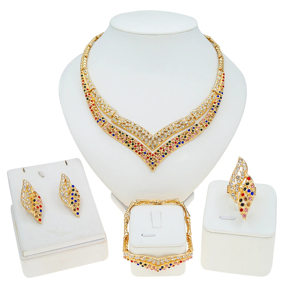 Zhuerrui Nigerian 18k Gold Plated Jewelry Set Brazil Gold Designer Wedding Jewellery Set Fashion Necklaces Jewelry SetsHB01614