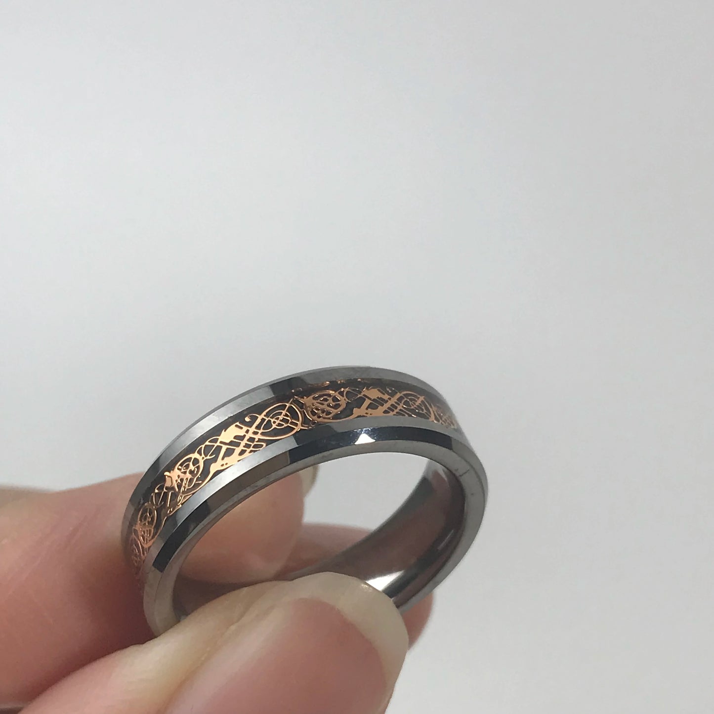 Wholesale 6mm Inlay Golden Sticker Silver Ring Tungsten Ring Man for Couple Jewelry Sets