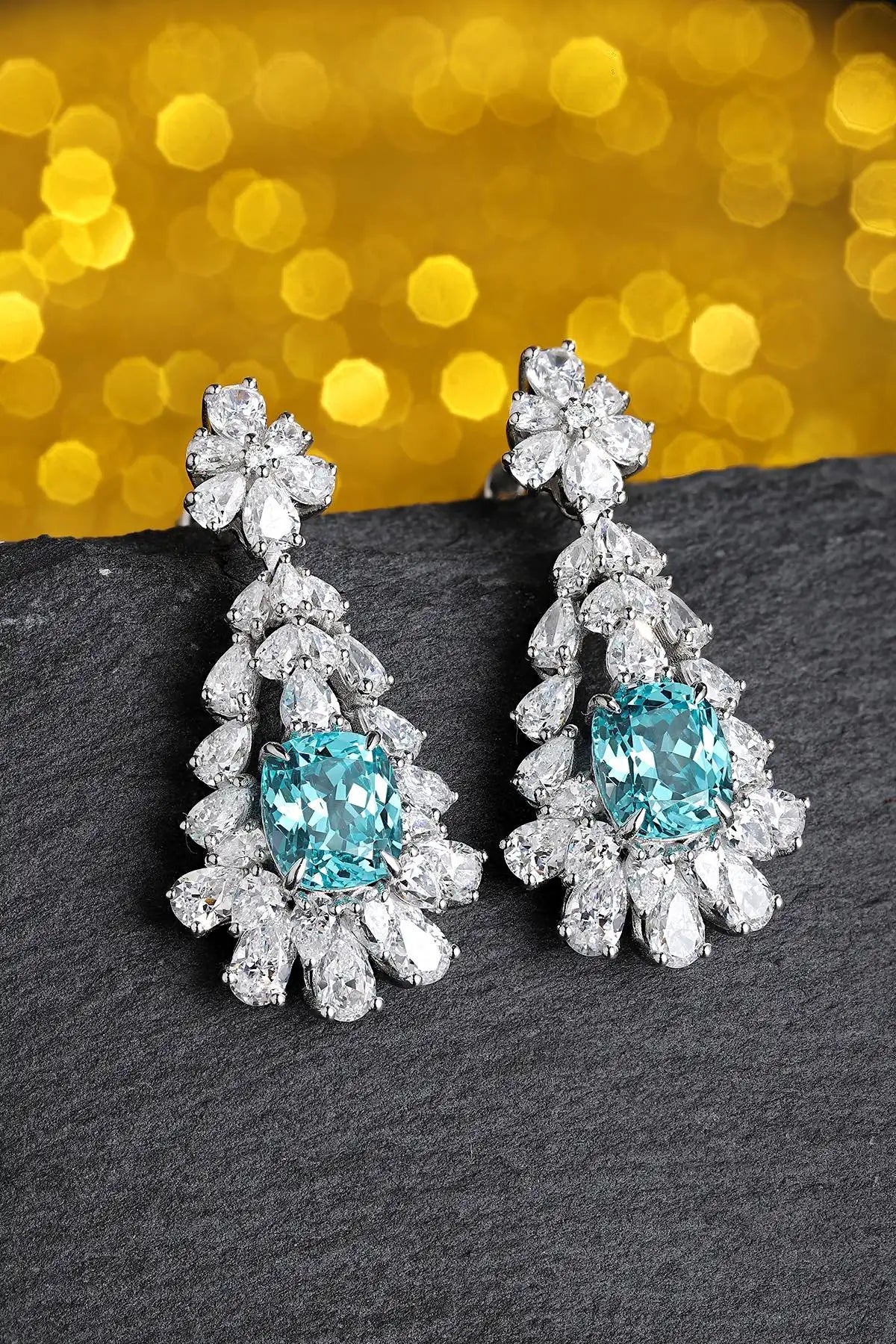 Gemfiori Anster High Quality S925 Lab Grown Paraiba Earring Stud Dainty Gemstone Stud Earrings for Women Daily Wear Gift