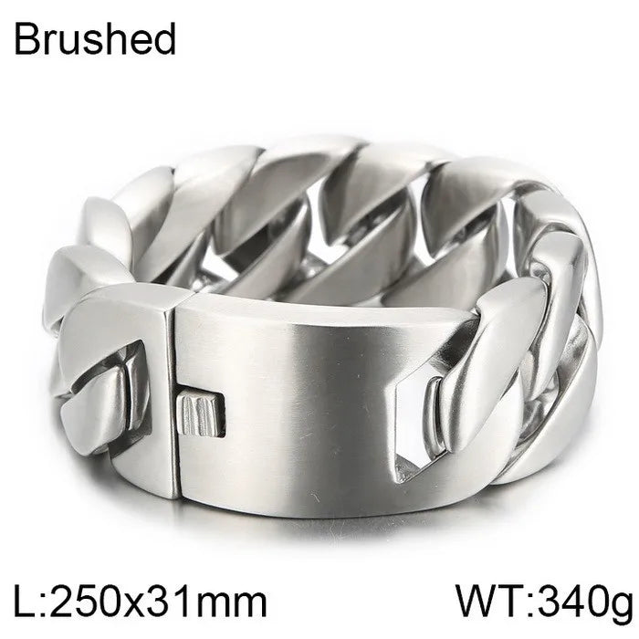 S&S European American Hip-Hop Fashion Coarse Cuban Chain Necklace Men Women 316L Stainless Steel Bracelet