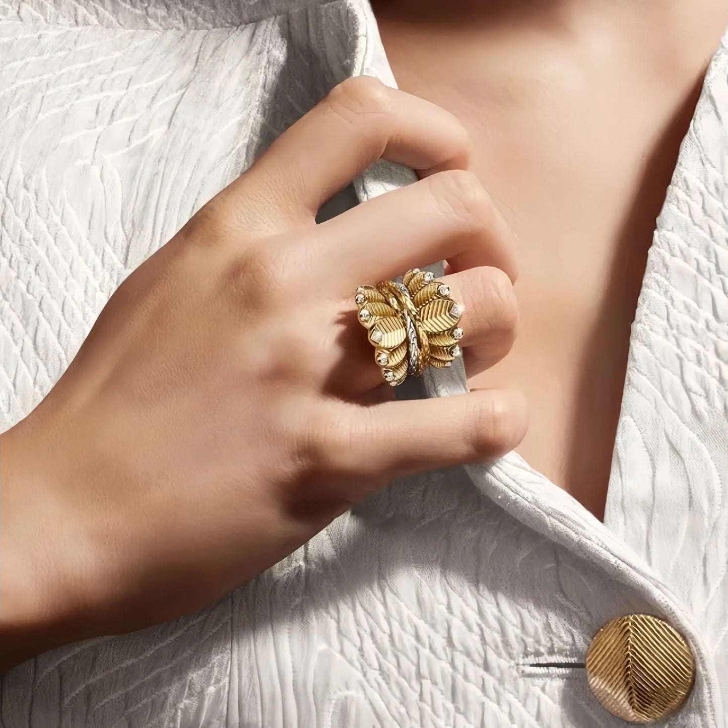 MUSHAN Jewelry Factory Luxury 925 Sterling Silver Ring Women 18K Gold Plated Coffee Beans Rings Fine Jewelry Wedding Ring Band