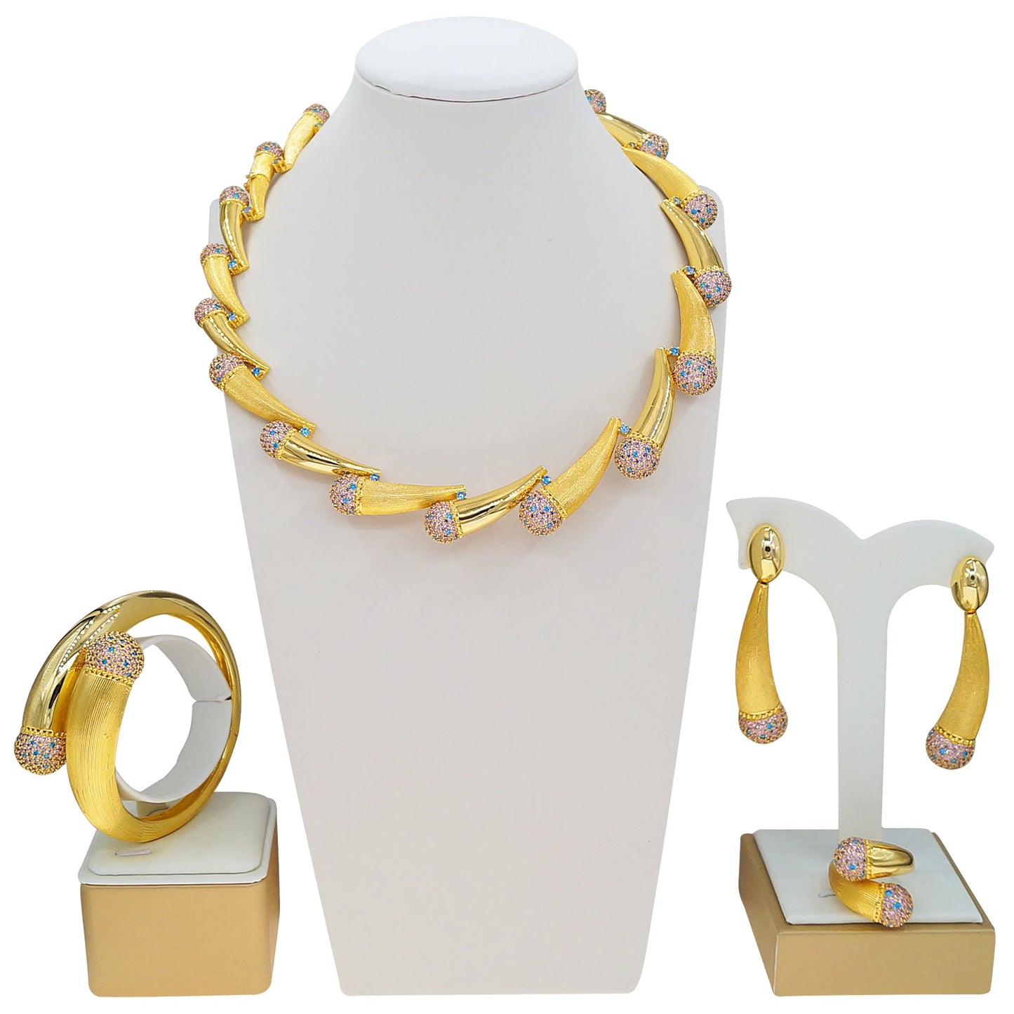 Zhuerrui New Design Sense Jewelry Set American High-end Diamond Series Ladies Classic Inheritance Wedding Four SetsHZ25014251