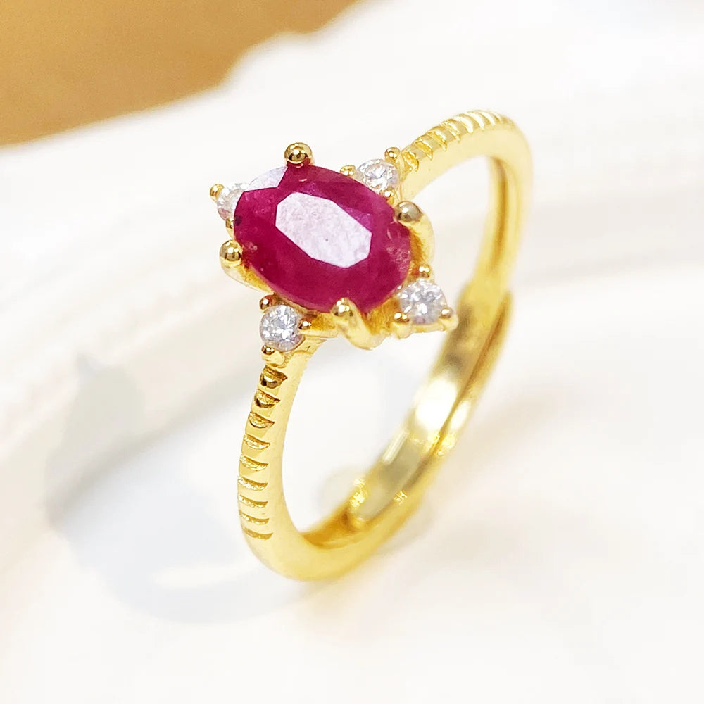 Gioiellieri Natural Ruby Fine Jewelry Ring 925 Sterling Silver Fashion Jewelry Rings for Ladies Low Cost Daily Casual Ornament