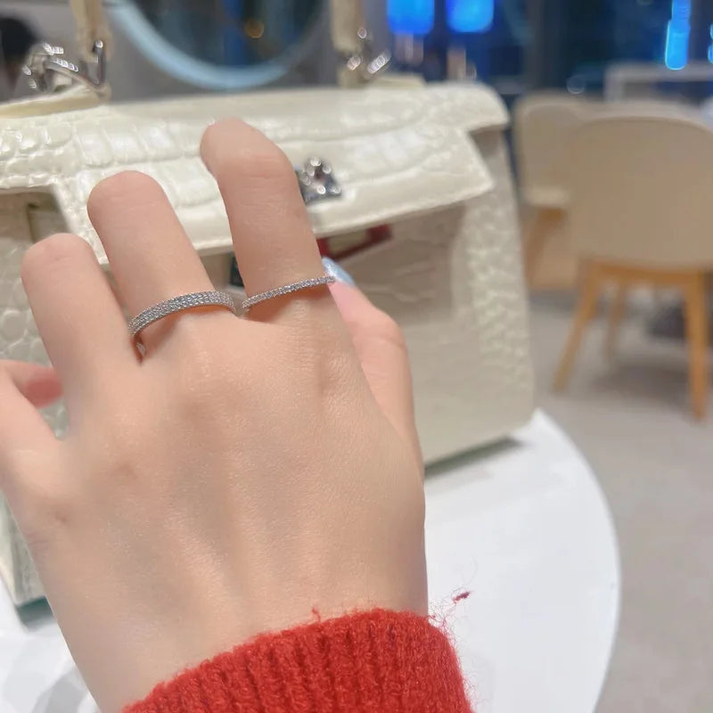 SILVERELLI 925 Sterling Silver Geometric Zirconia Ring | Women's Luxury Band