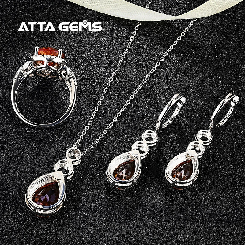 Zultanite Diaspore Gemstone Jewelry Set for Women Solid 925 Sterling Silver Ring Earrings Necklace Handmade Jewelry Set