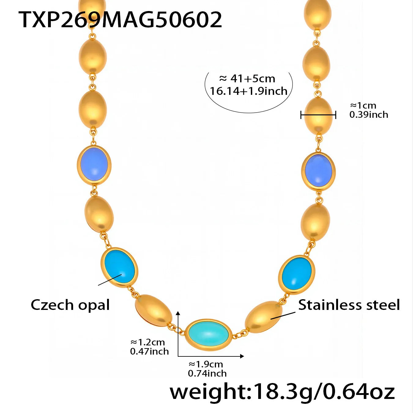 Natural Oval Opal Necklace, Bracelet & Earrings Jewellery Set | Bohemian Gold Plated Stainless Steel Set