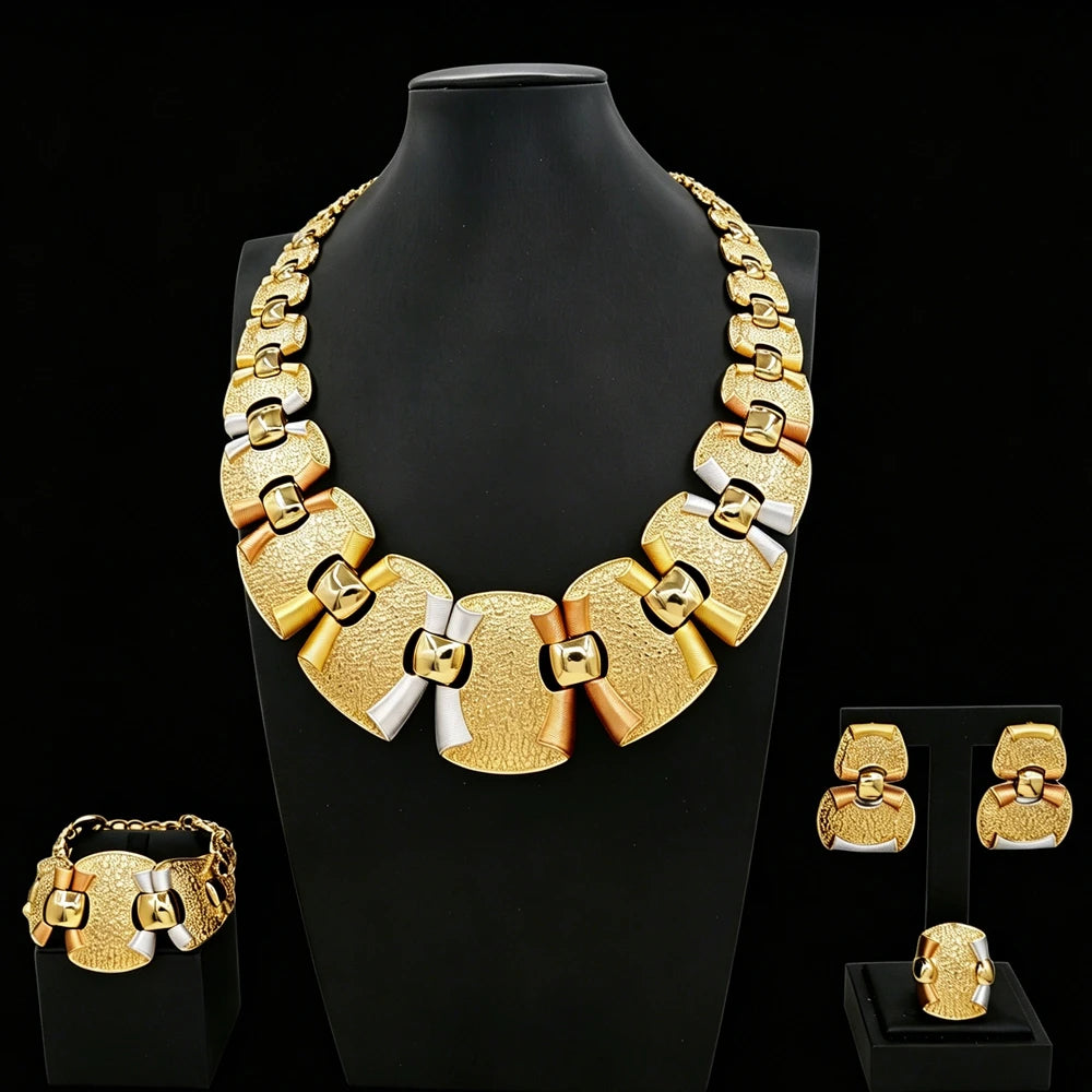 Italian Jewelry Set Alloy Brazilian Jewelry Sets Wedding Party Pendant Necklace Bracelet Ring Earrings Jewelry Set  I0151