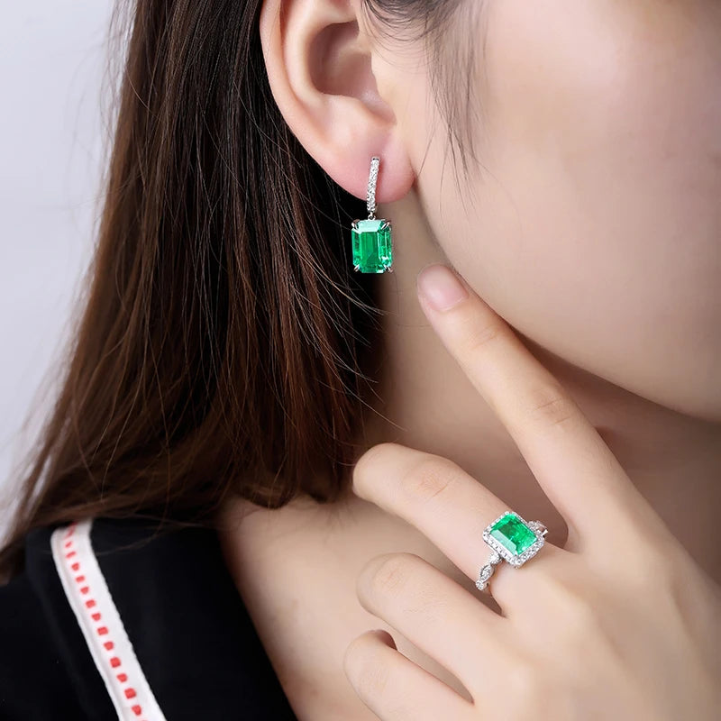 Gemfiori 18k gold 12*9mm 4.3ct lab grown hydronemerald diamond fashion drop earring from custom Gemfiori