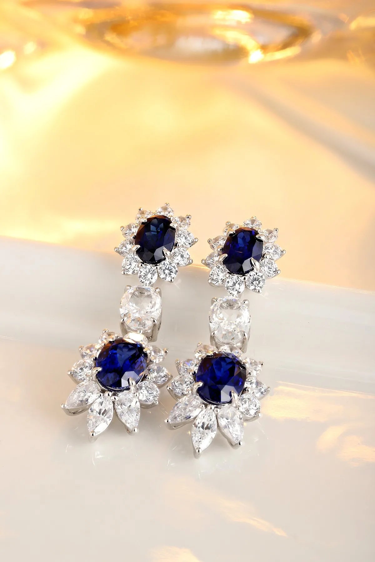 Gemfiori Anster High Quality S925 Lab Grown Sapphire Earring Stud Dainty Gemstone Stud Earrings for Women Daily Wear Gift