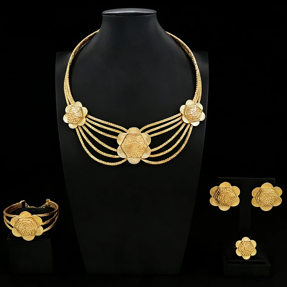Italian Jewelry Set Alloy Brazilian Jewelry Sets Wedding Party Pendant Spiral Necklace Bracelet Ring Earrings Jewelry Set X00118
