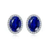 Gemfiori S925 Silver Lab-Grown Diamond Oval Cut Sapphire Trendy Drop Earrings for Wedding & Party