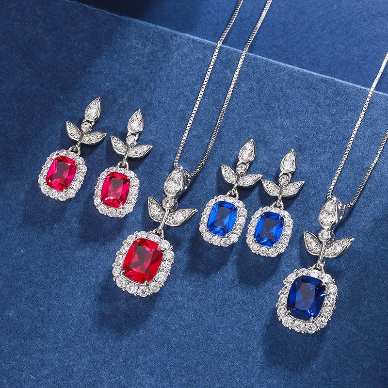 Gemfiori Vintage High-end Floral Earrings with Exaggerated European and American Temperament Pendant Light Luxury Niche Set