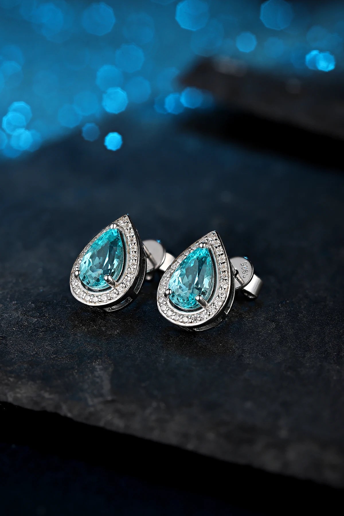 Gemfiori Custom Perabia fusion Pear Earrings Silver Customized Symmetrical Design Waterdrop-shaped Small Earrings for Jewelry