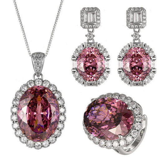 S&S Dried Rose Flower Jewellery Set – Pendant, Ring & Earrings – Platinum Plated – Collection
