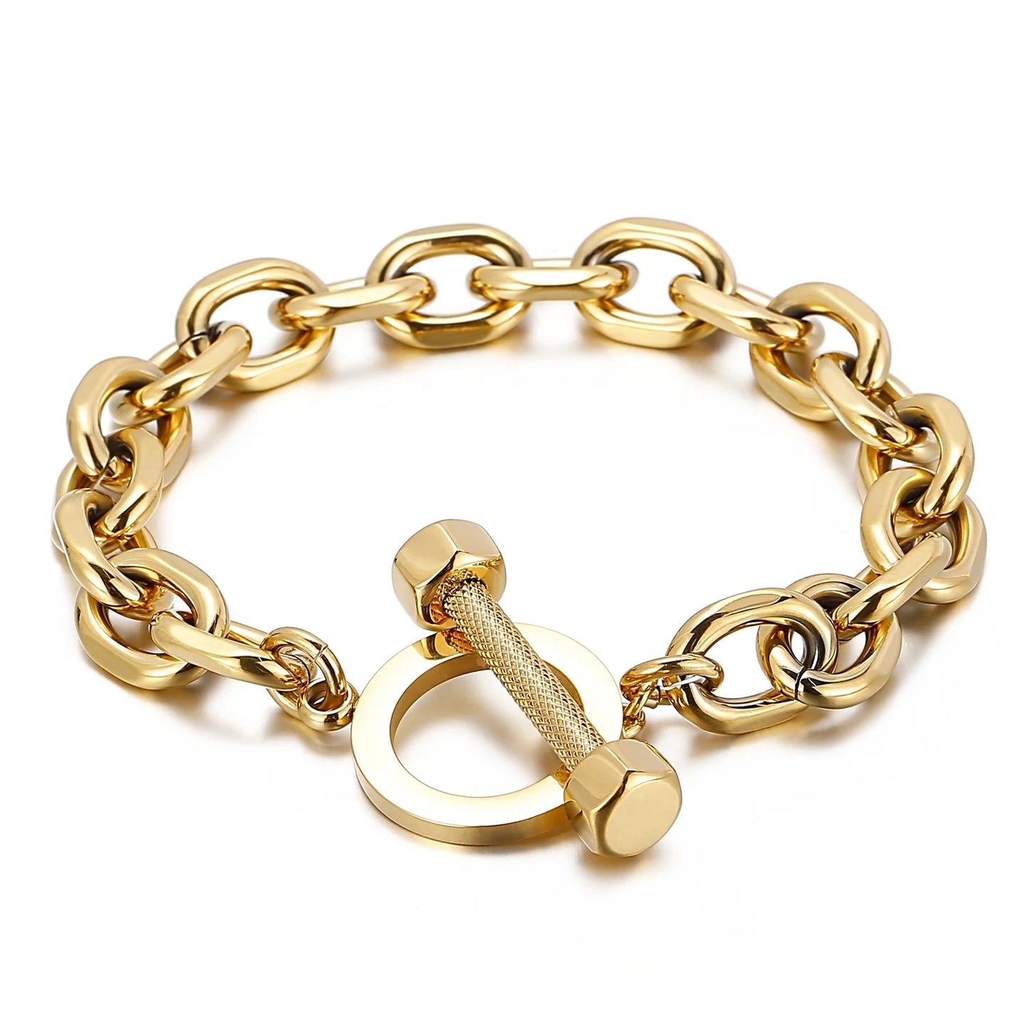 KALEN Wholesale Punk 18K Gold Plating Men Charms Special Stainless Steel Jewelry Bracelets