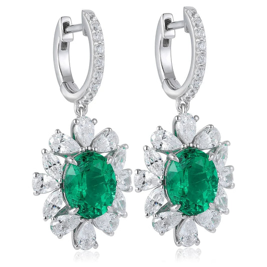 Gemfiori Anster High Quality S925 Lab Grown Emerald Earring Stud Dainty Gemstone Stud Earrings for Women Daily Wear Gift