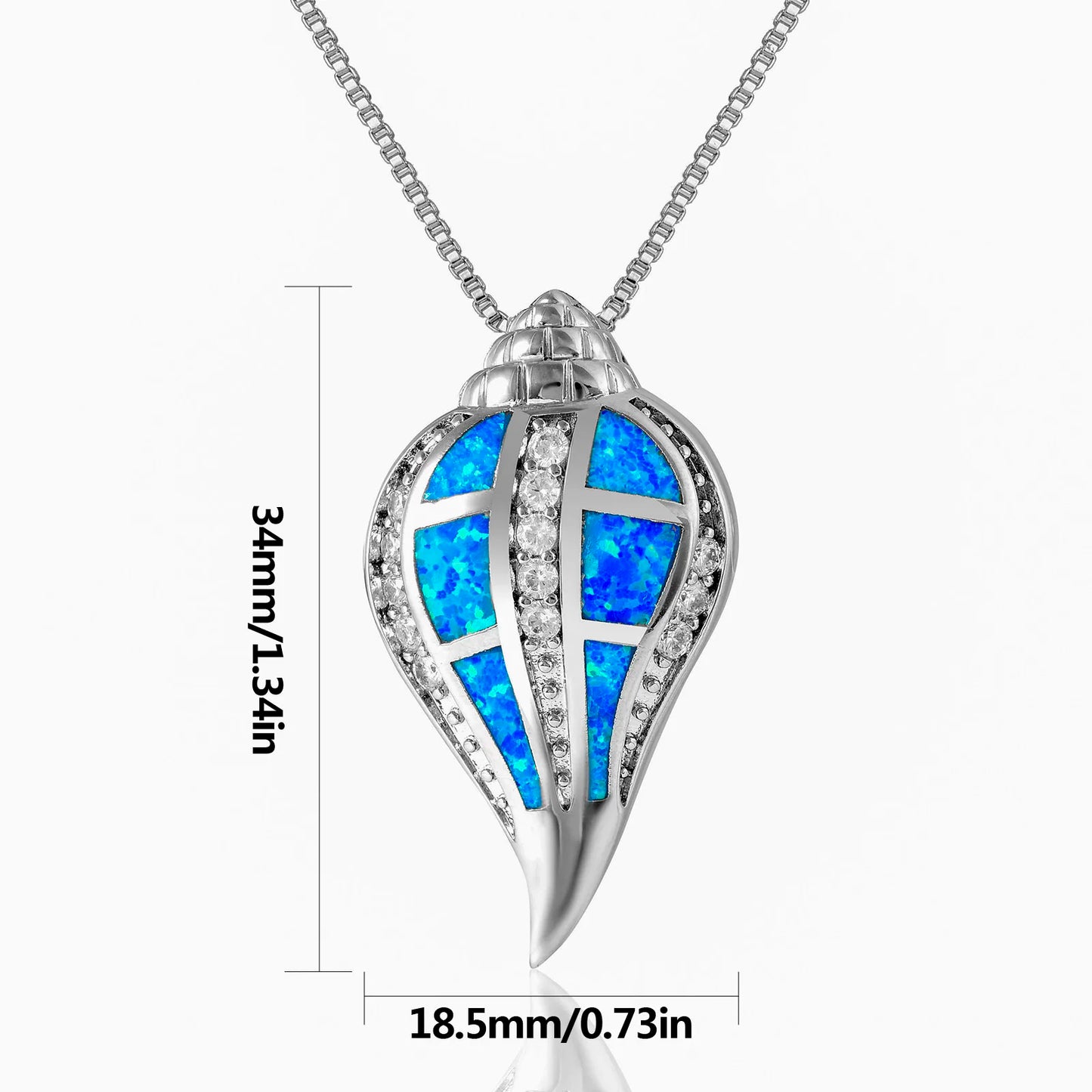 Tok & Ins Fashionable Sporty Brass Copper Alloy Conch Shape Opal Pendant Necklace for Party