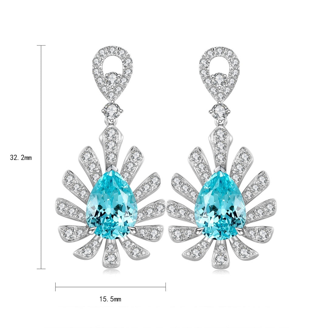Gemfiori Custom Women's Perabia fusion Type Pear Earrings 925 Sterling Silver Jewelry Complementary Stud Earrings