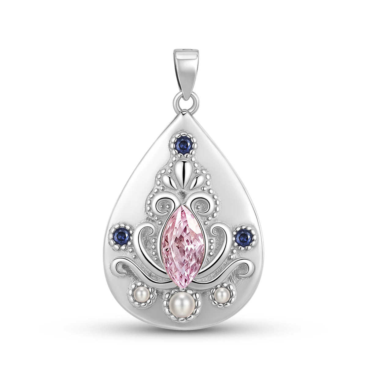 S&S 925 Silver Geometric Pendant Necklace | Diamond & Crystal Collection