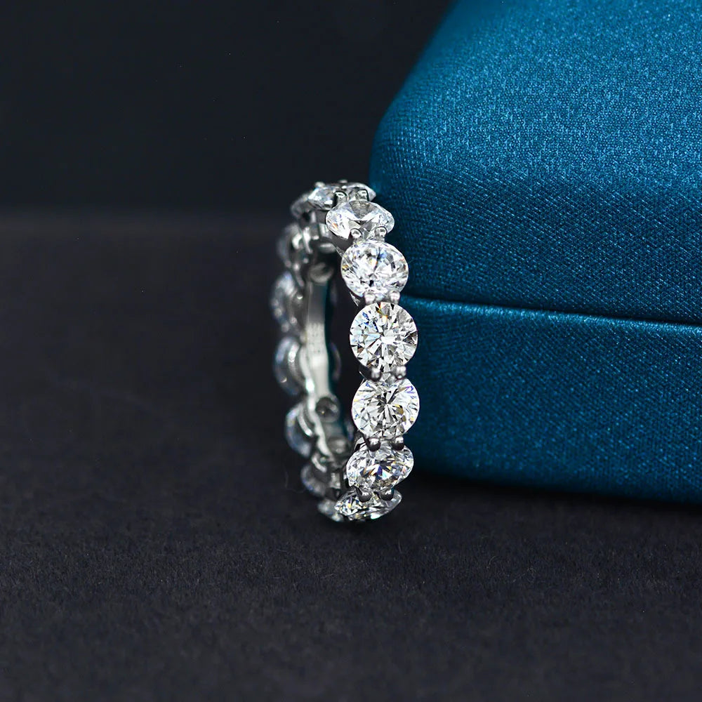 MuShan Jewelry Factory 2026 New 5mm Row Ring 925 Silver 0.5ct Women's Luxury Wedding Anniversary Party Pave Setting CMA