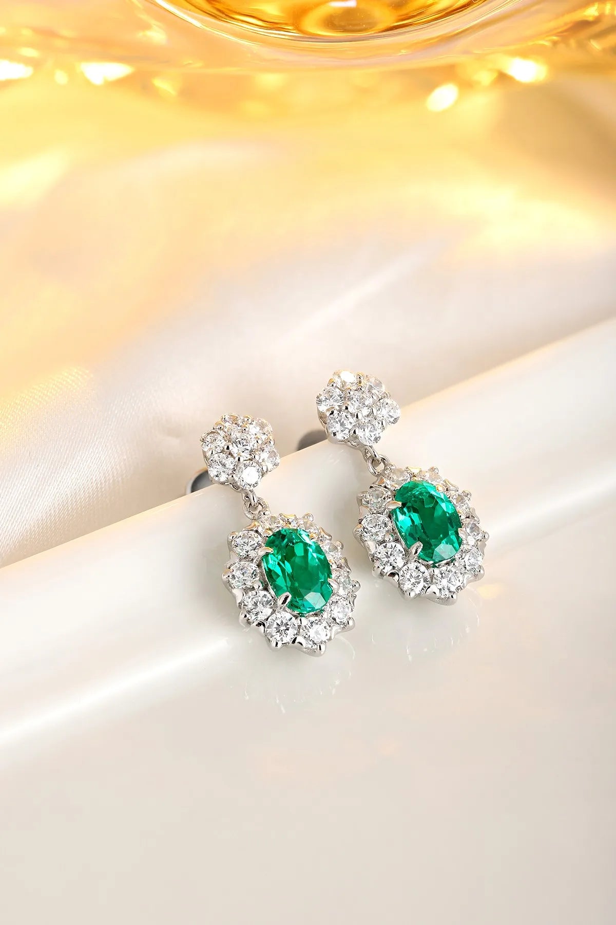 Gemfiori Anster High Quality S925 Lab Grown Emerald Earring Stud Dainty Gemstone Stud Earrings for Women Daily Wear Gift