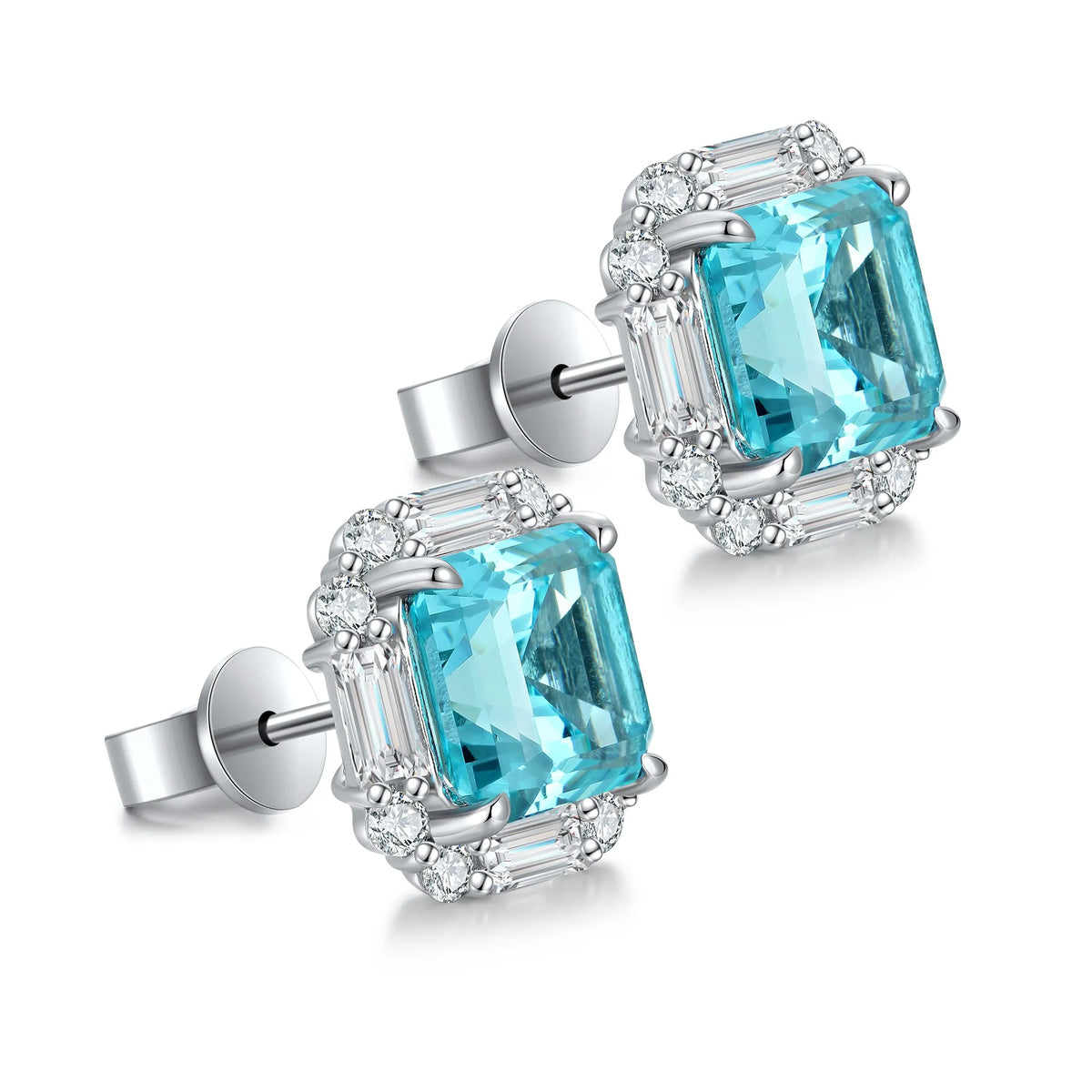 Gemfiori Anster High Quality S925 Lab Grown Paraiba Earring Stud Dainty Gemstone Stud Earrings for Women Daily Wear Gift