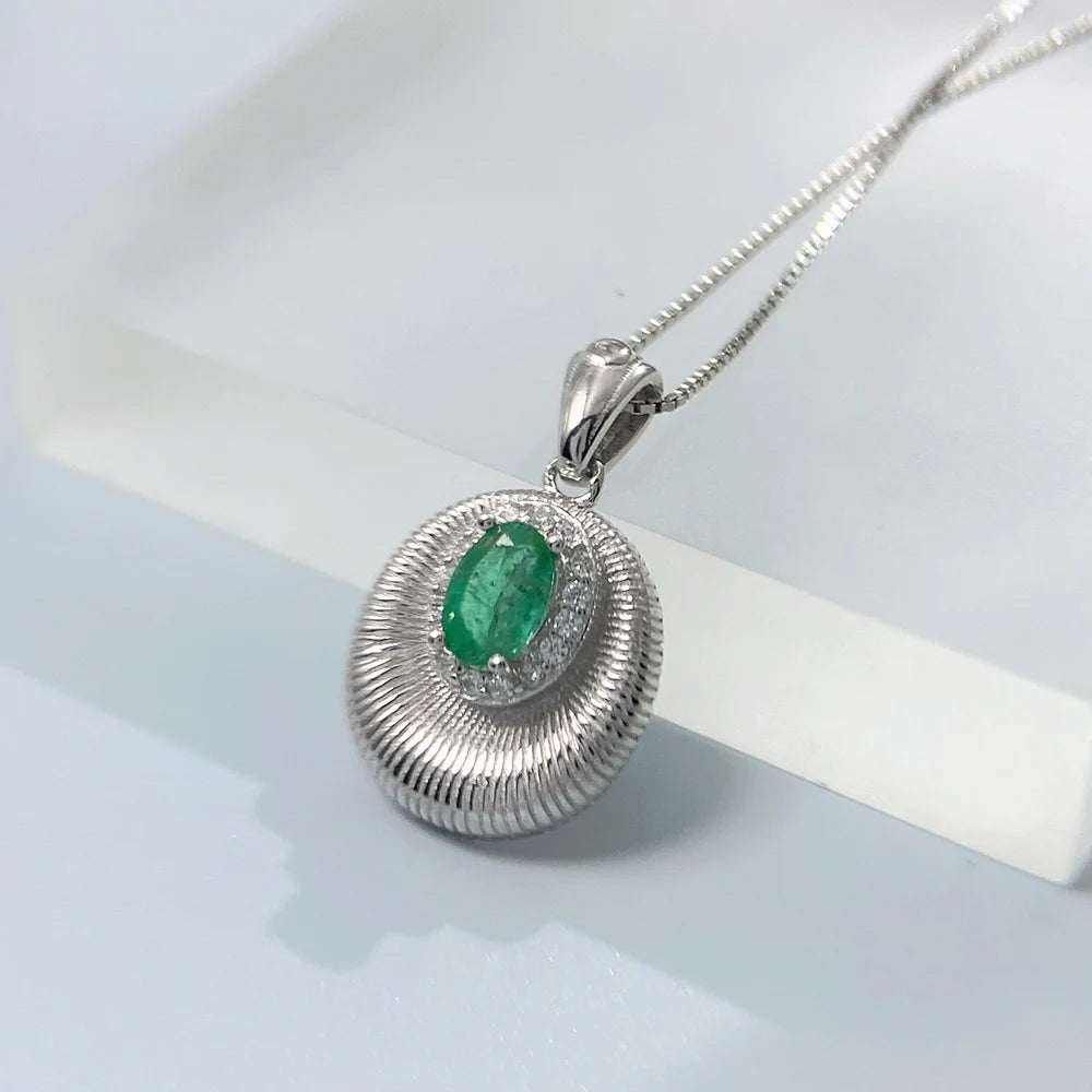 Gioiellieri Real Emerald Pendant Necklace with Natural Green Gemstone 925 Sterling Silver for Women May Birthstone Fine Jewelry Fashion Gift