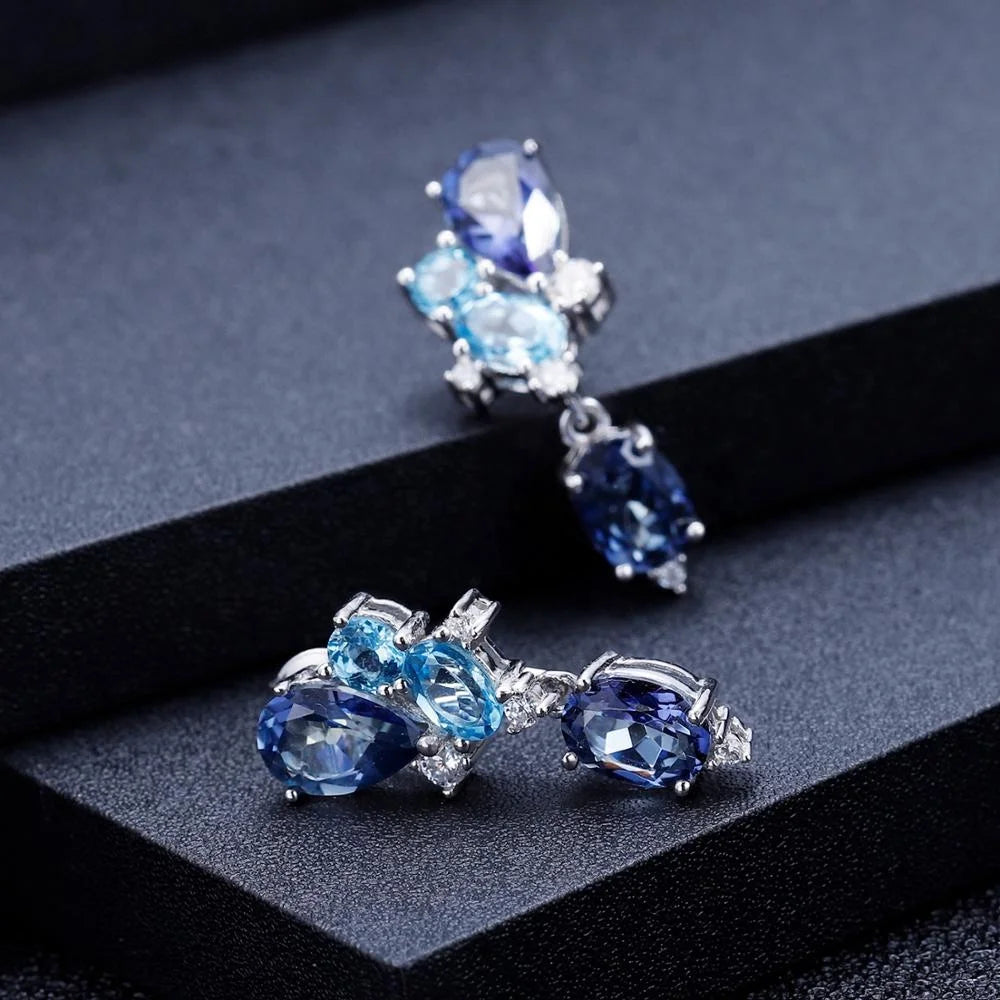 ArtistA C7645E Abiding Natural Mystic Quartz Sterling S925 Jewelry Earring High Quality 925 Sterling Silver Women Silver Drop Earrings