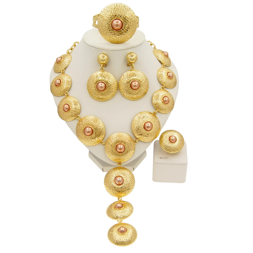 Zhuerrui Italian Gold Plated Jewelry Sets High Quality Brazilian Gold Jewelry Set Necklace Bracelet Chain Jewelry Set H00507