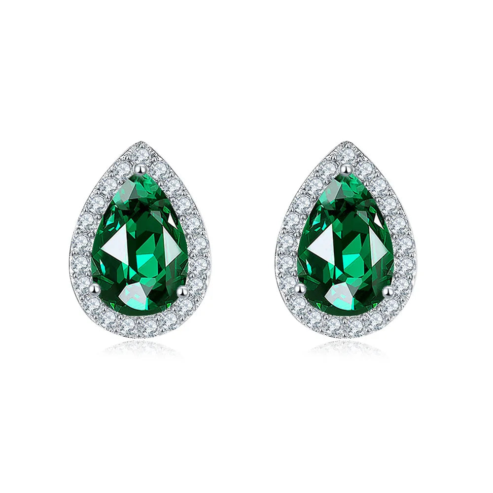 SILVERELLI Droplet Colour Zircon Stud Earrings | 925 Sterling Silver | Multi-Plated
