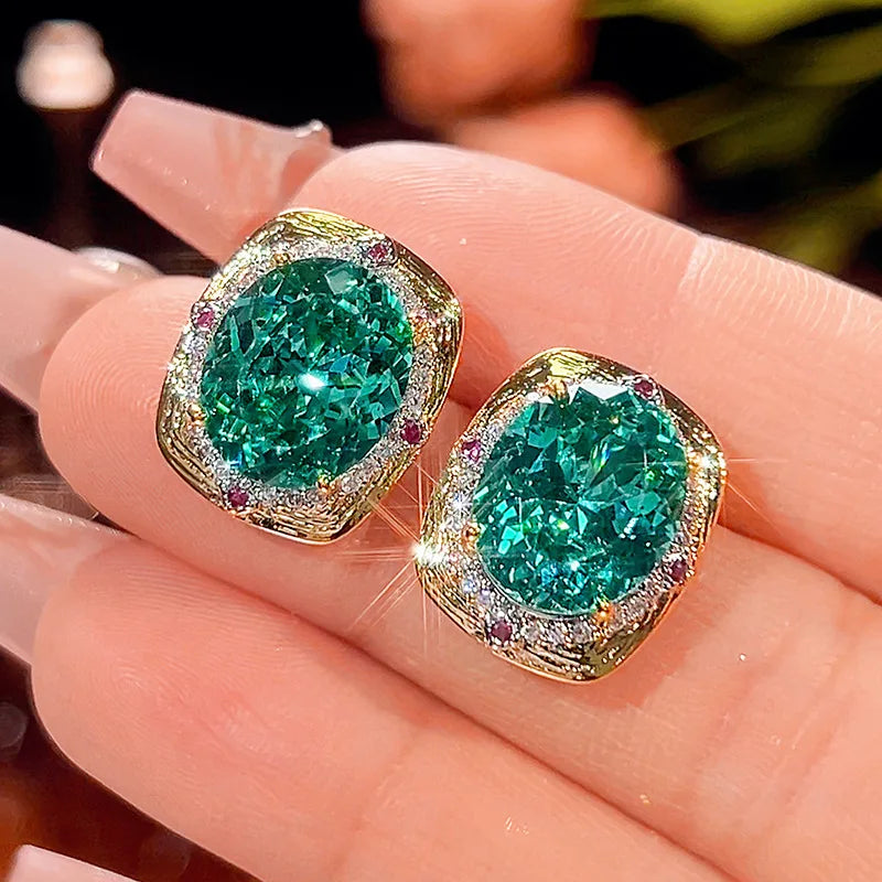 Gemfiori High Quality Exquisite Jewelry Simulation Bird's Nest Chipala Green Jewelry Light Luxury High-end Set