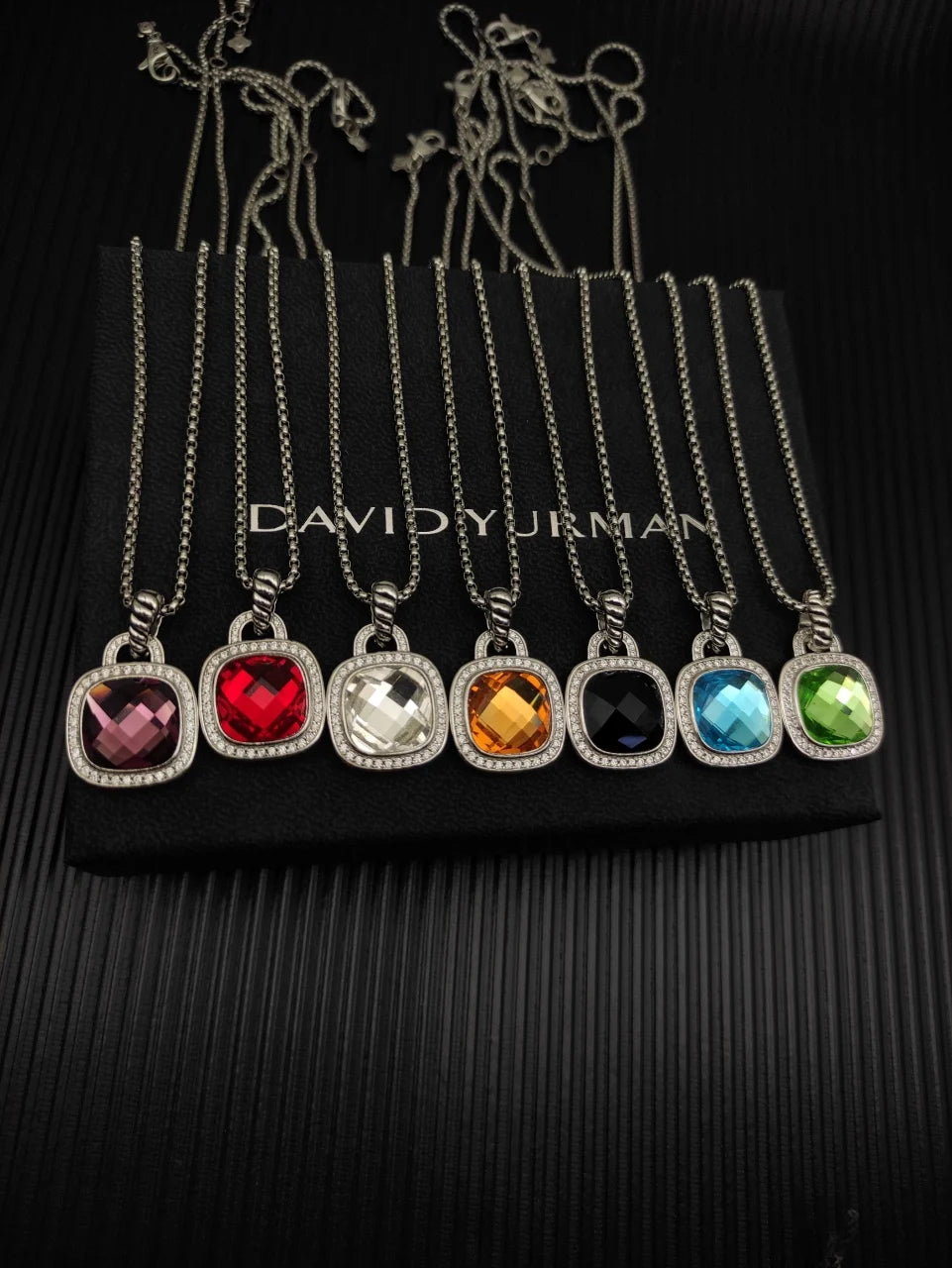 FASHIONISTA DY High-Quality Silver-Plated 14mm Square Diamond Necklace. Gold-Plated Colored Gemstone Necklace. Jewelry .