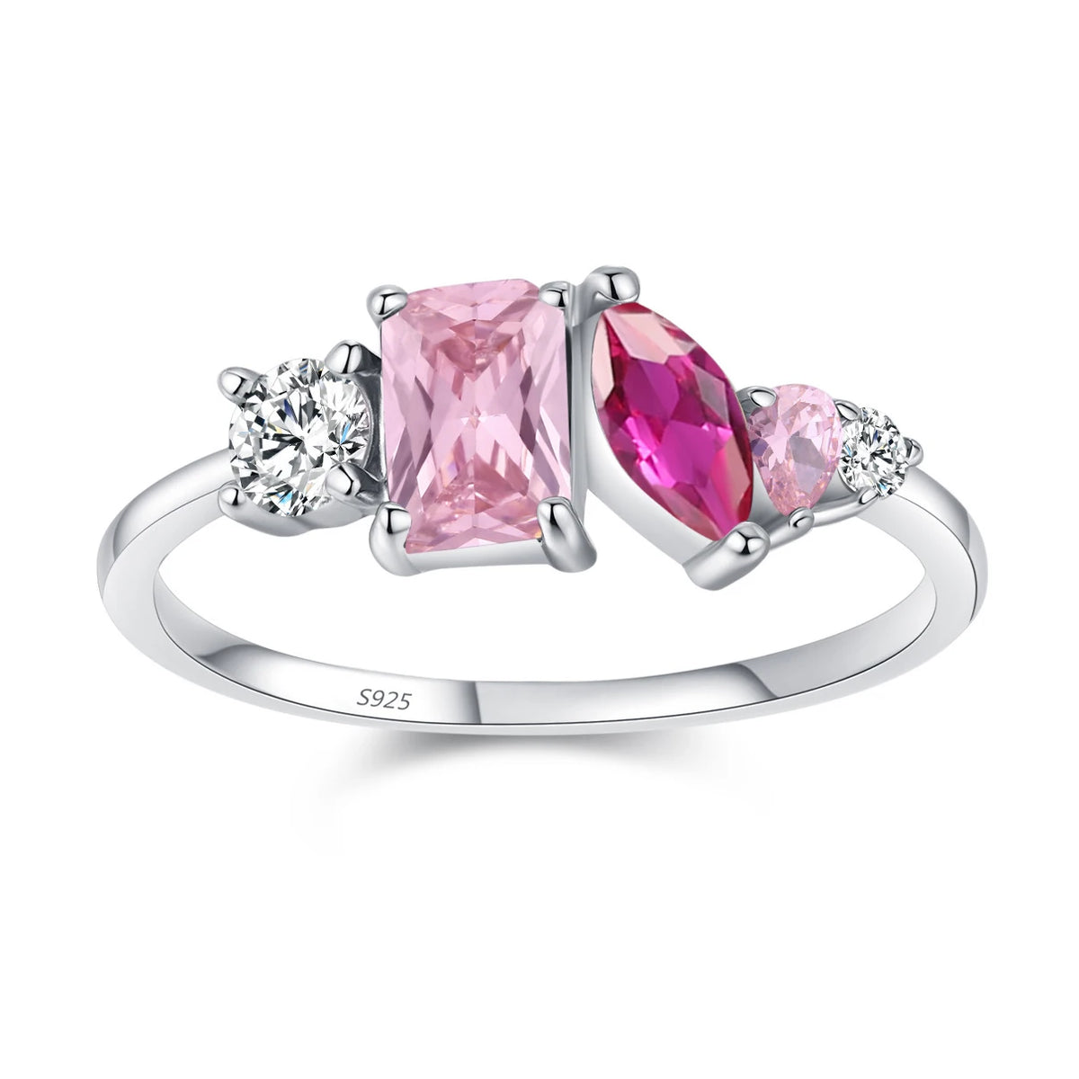 Wholesale Waterproof 5A 8A Pink Cubic Zirconia Rings 925 Sterling Silver OEM ODM Custom Factory Direct Ring Jewelry Manufacturer