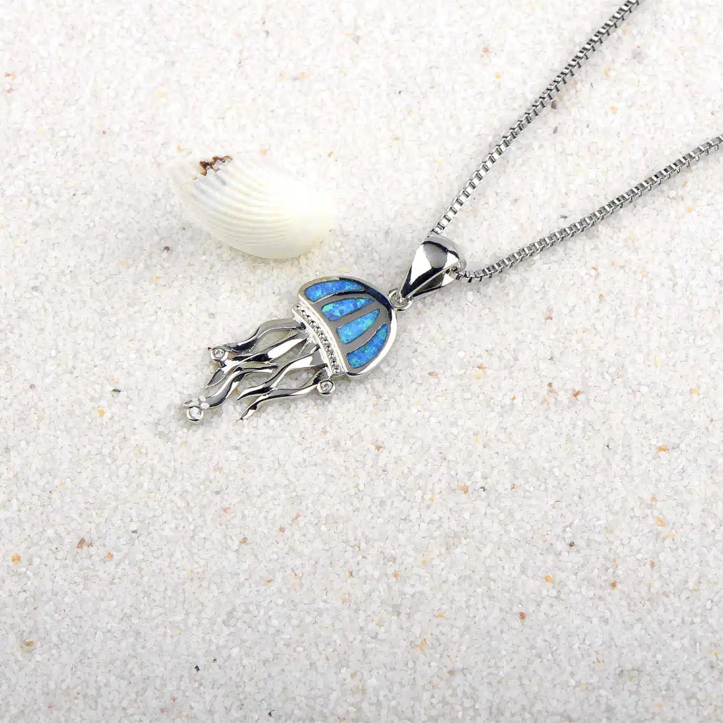 Aobao Jellyfish Necklace, Jellyfish Pendant, Sweater Chain, Opal Necklace