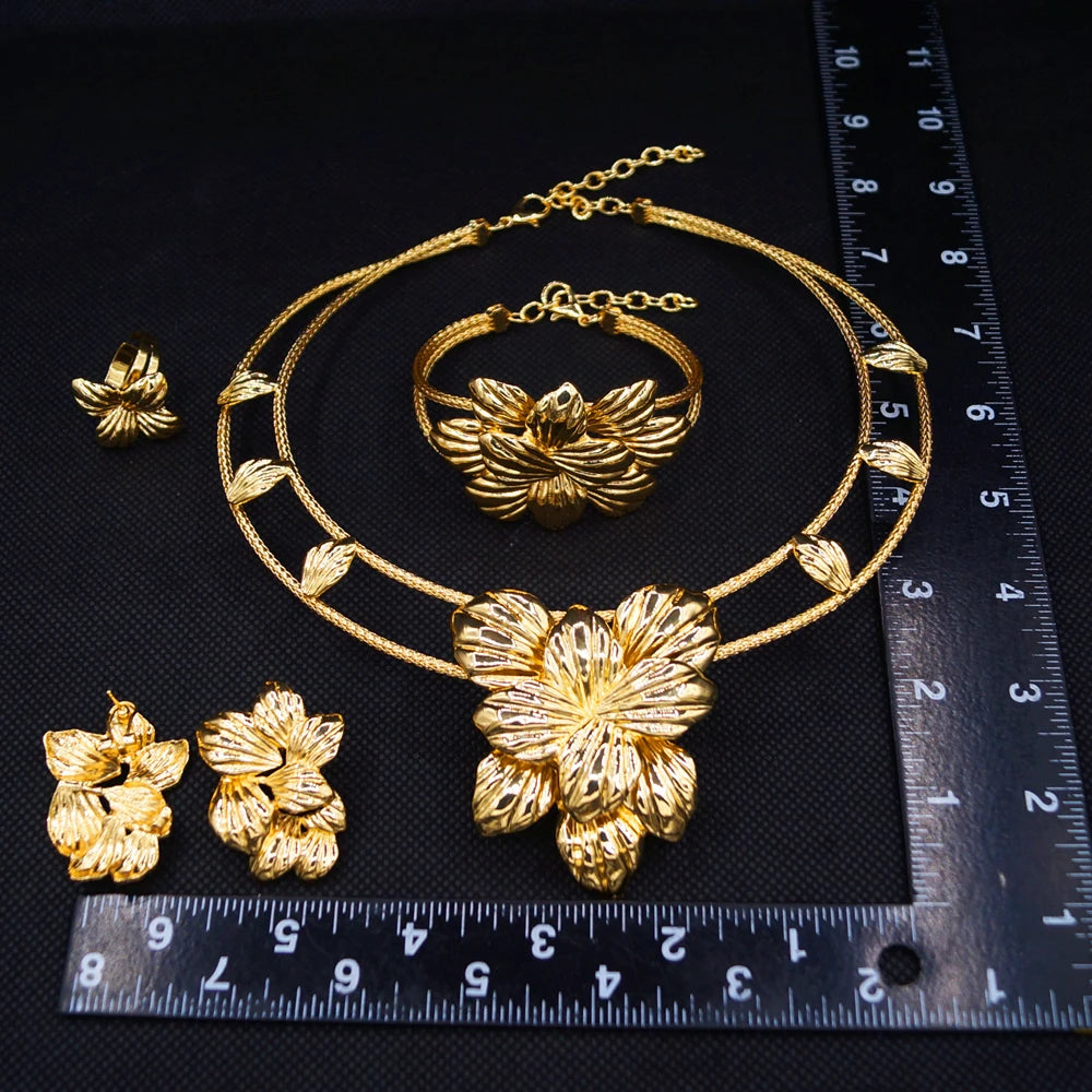 Zhuerrui Italiano Gold Designs Women Jewellery Set Party Fine Costume Jewelry Set Luxury Big Necklace Jewellery Sets X0009830
