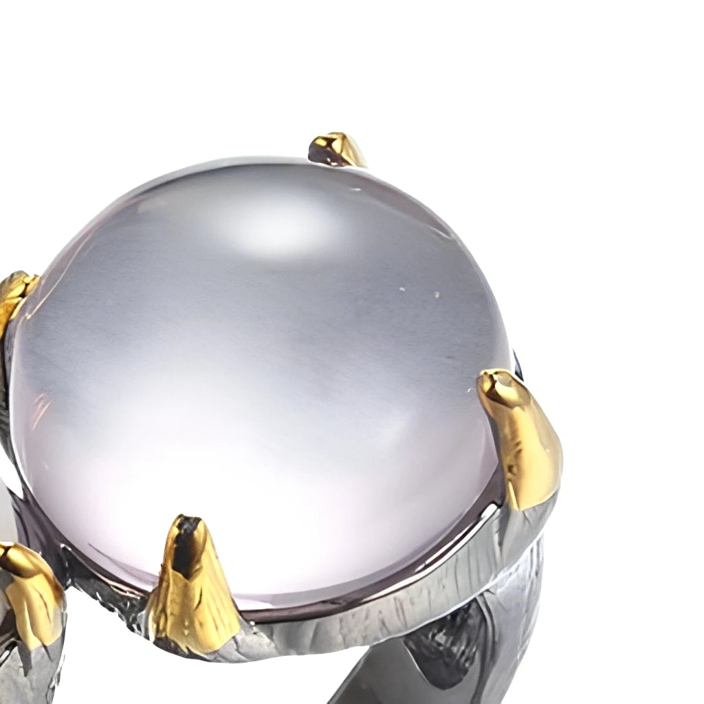 Jewelry Button Pearl Rose Quartz Handmade Ring Latest 925 Sterling Silver CLASSIC Gemstone Rings
