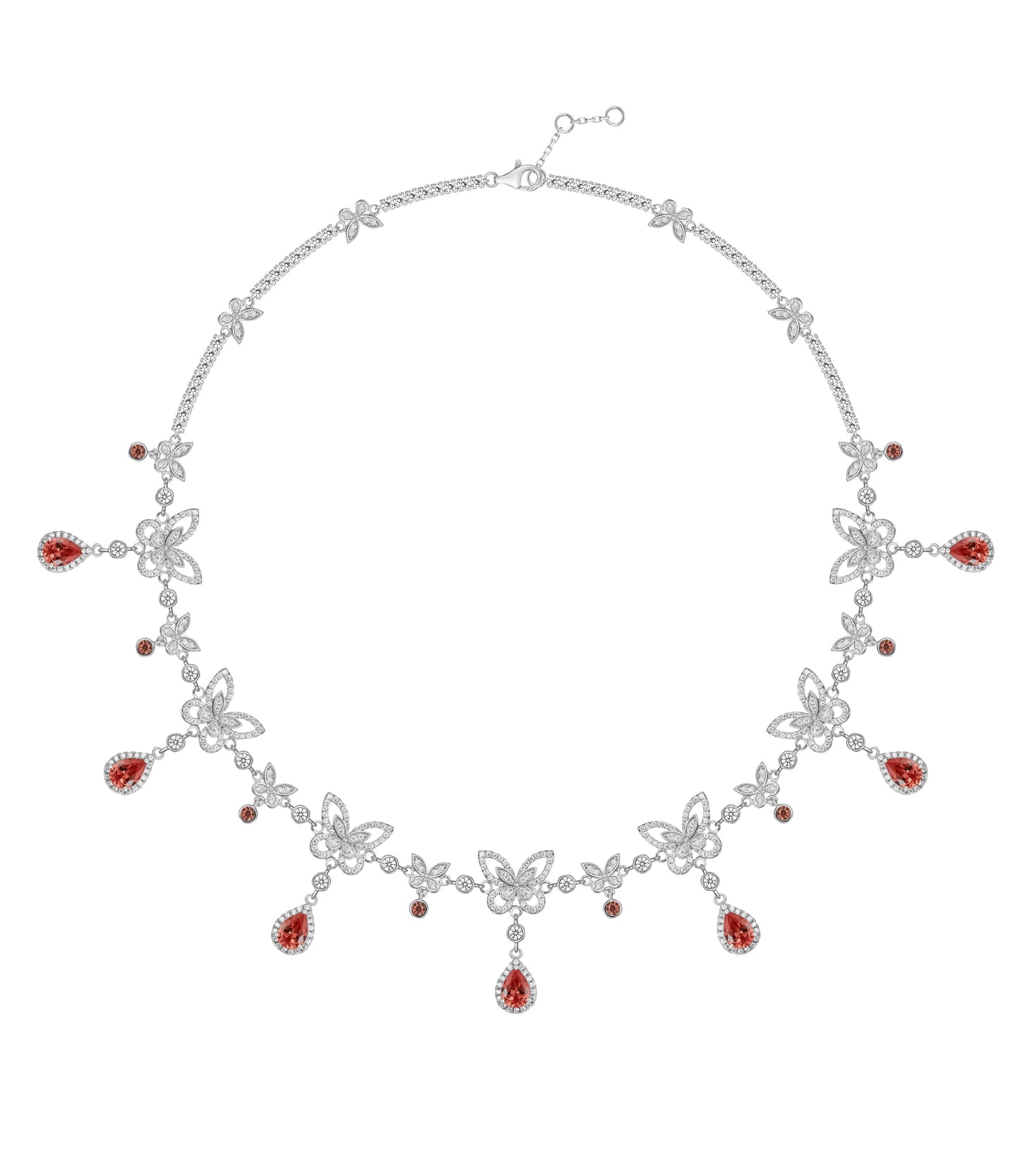 Brass Plated Gold Inlaid Zircon Colorful butterfly Necklace Earrings Bracelet Women's Banquet High-end Suit