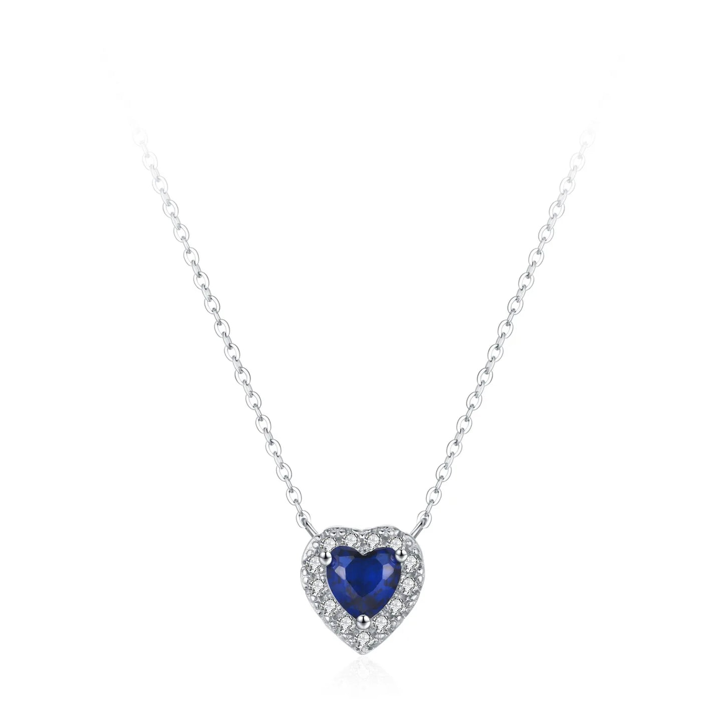 Retro 925 Sterling Silver Blue Ocean Heart Earring Necklace Sweet Fashionable Romantic Love Jewelry Set Gift Set