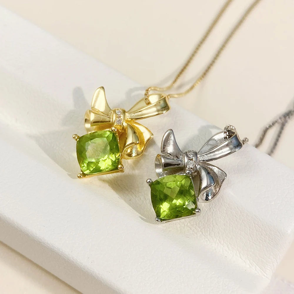 Gioiellieri Sterling Silver Peridot Necklace with Natural Green Stone for Women S925 Fine Jewelry Elegant Gemstone Pendant Gift Idea
